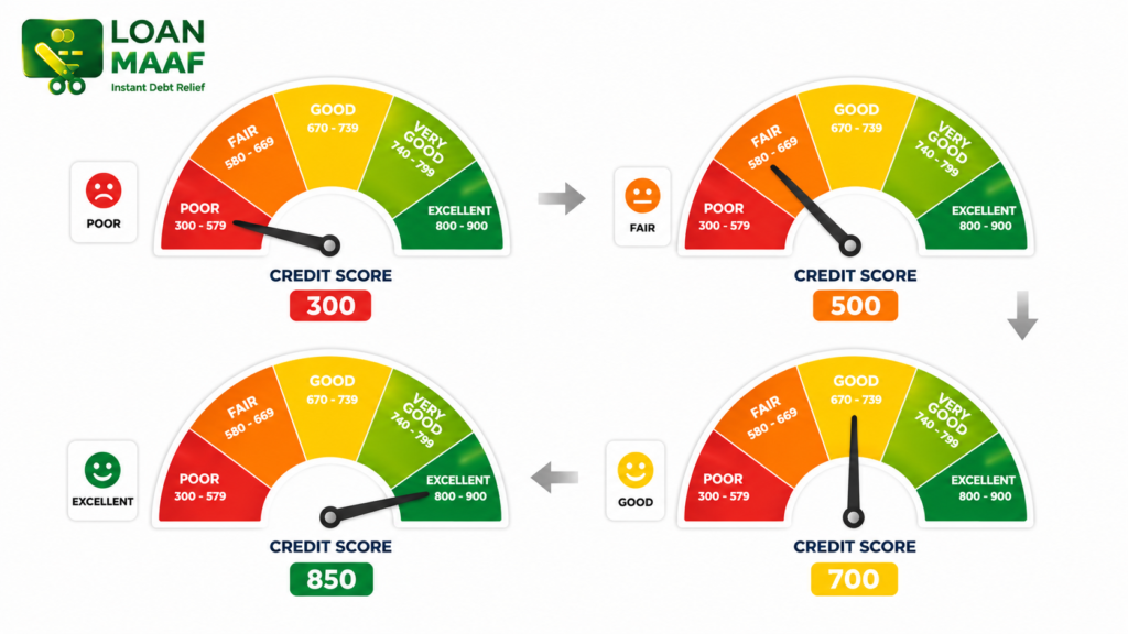 how to improve cibil score gauge from poor to excellent