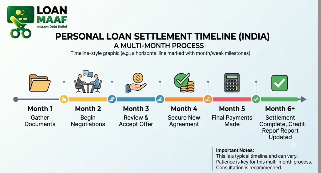 personal loan settlement timeline stages graphic